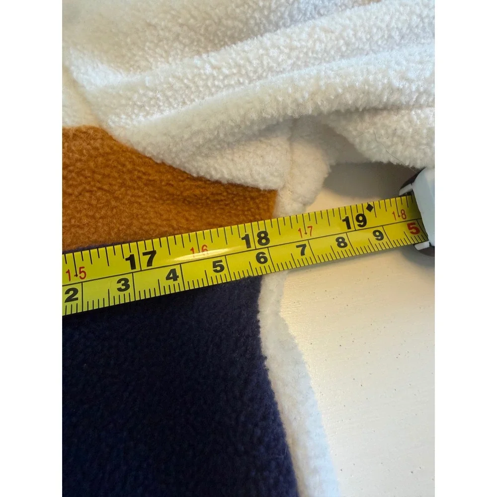 Old Navy Kids XL 14-16 Fleece Quarter Zip Pullover White Navy Brown Stripe
